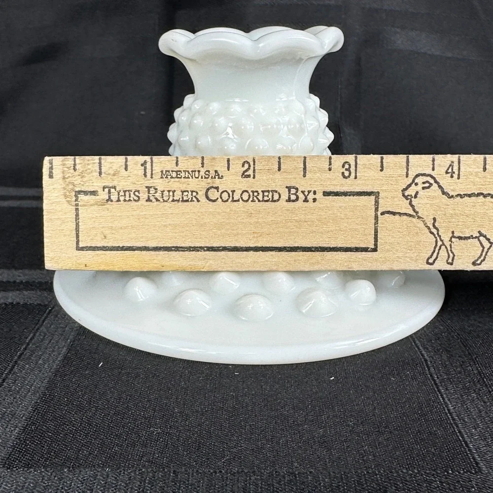 Fenton White Milk Glass Hobnail Candle Holder Set Footed 6-Way Bowl Candlestick